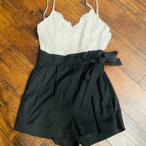 Elegant Black and White Lace Jumpsuit